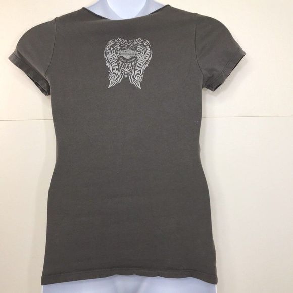 HARLEY-DAVIDSON  Women's Gray Tee Shirt Top size Medium Vacaville California - Picture 2 of 6